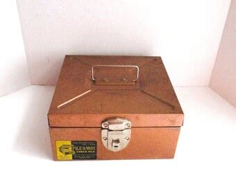 vintage file box metal gold|Vintage File Box .